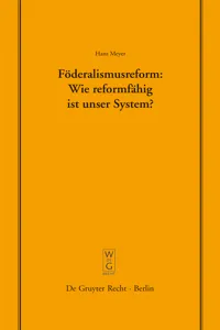 Föderalismusreform: Wie reformfähig ist unser System?_cover