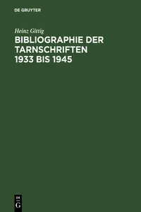 Bibliographie der Tarnschriften 1933 bis 1945_cover