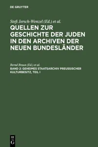 Geheimes Staatsarchiv Preußischer Kulturbesitz, Teil I_cover