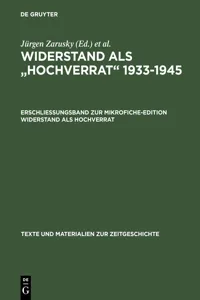 Erschließungsband zur Mikrofiche-Edition Widerstand als Hochverrat_cover