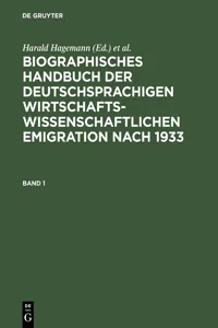 Biographisches Handbuch der deutschsprachigen wirtschaftswissenschaftlichen Emigration nach 1933_cover