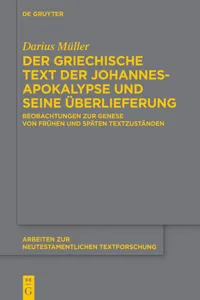 Der griechische Text der Johannesapokalypse und seine Überlieferung_cover