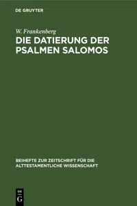 Die Datierung der Psalmen Salomos_cover