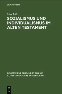 Sozialismus und Individualismus im Alten Testament_cover