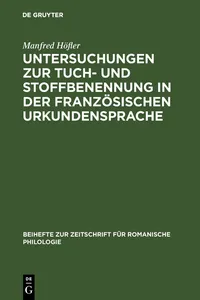 Untersuchungen zur Tuch- und Stoffbenennung in der französischen Urkundensprache_cover