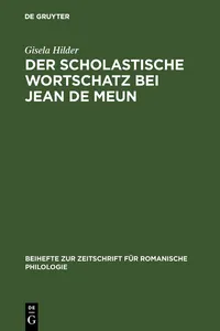 Der scholastische Wortschatz bei Jean de Meun_cover