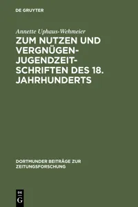 Zum Nutzen und Vergnügen - Jugendzeitschriften des 18. Jahrhunderts_cover