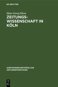 Zeitungswissenschaft in Köln_cover