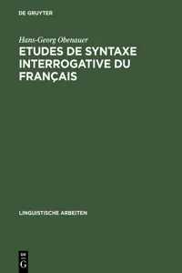 Etudes de syntaxe interrogative du français_cover