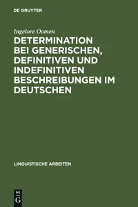 Determination bei generischen, definitiven und indefinitiven Beschreibungen im Deutschen_cover