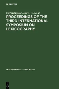 Proceedings of the Third International Symposium on Lexicography_cover