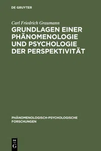 Grundlagen einer Phänomenologie und Psychologie der Perspektivität_cover