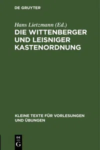 Die Wittenberger und Leisniger Kastenordnung_cover