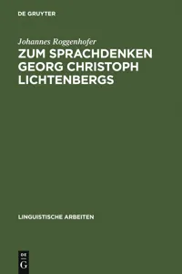 Zum Sprachdenken Georg Christoph Lichtenbergs_cover