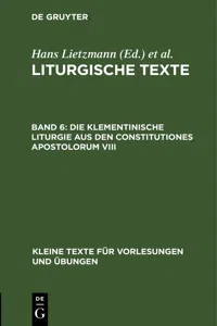 Die Klementinische Liturgie aus den Constitutiones Apostolorum VIII_cover