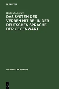 Das System der Verben mit BE- in der deutschen Sprache der Gegenwart_cover