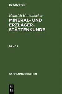 Heinrich Huttenlocher: Mineral- und Erzlagerstättenkunde. Band 1_cover