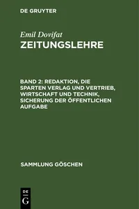 Redaktion, die Sparten Verlag und Vertrieb, Wirtschaft und Technik, Sicherung der öffentlichen Aufgabe_cover