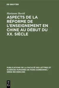 Aspects de la réforme de l'enseignement en Chine au début du XX. siècle_cover