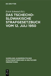 Das tschechoslowakische Strafgesetzbuch vom 12. Juli 1950_cover