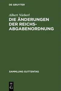 Die Änderungen der Reichsabgabenordnung_cover