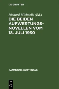 Die beiden Aufwertungsnovellen vom 18. Juli 1930_cover