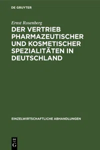 Der Vertrieb pharmazeutischer und kosmetischer Spezialitäten in Deutschland_cover