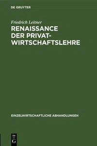 Renaissance der Privatwirtschaftslehre_cover