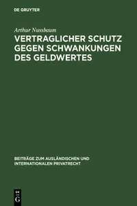 Vertraglicher Schutz gegen Schwankungen des Geldwertes_cover