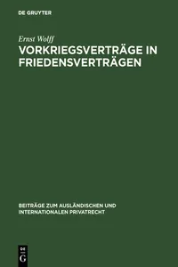 Vorkriegsverträge in Friedensverträgen_cover