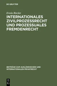 Internationales Zivilprozessrecht und prozessuales Fremdenrecht_cover