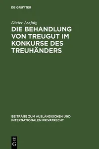 Die Behandlung von Treugut im Konkurse des Treuhänders_cover