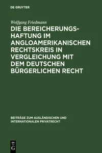 Die Bereicherungshaftung im angloamerikanischen Rechtskreis in Vergleichung mit dem deutschen bürgerlichen Recht_cover