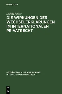 Die Wirkungen der Wechselerklärungen im internationalen Privatrecht_cover