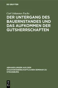 Der Untergang des Bauernstandes und das Aufkommen der Gutsherrschaften_cover