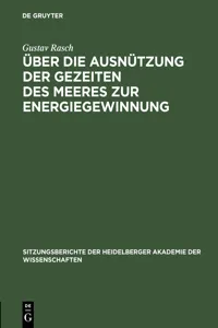 Über die Ausnützung der Gezeiten des Meeres zur Energiegewinnung_cover