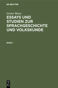 Gustav Meyer: Essays und Studien zur Sprachgeschichte und Volkskunde. Band 1_cover