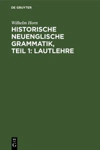 Historische neuenglische Grammatik, Teil 1: Lautlehre_cover