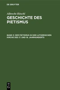 Der Pietismus in der lutherischen Kirche des 17. und 18. Jahrhunderts_cover