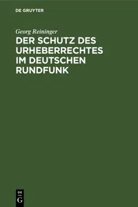 Der Schutz des Urheberrechtes im deutschen Rundfunk_cover