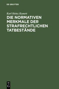 Die normativen Merkmale der strafrechtlichen Tatbestände_cover