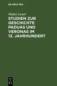 Studien zur Geschichte Paduas und Veronas im 13. Jahrhundert_cover