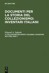 Collezione dei dipinti Colonna: Inventari 1611–1795 / The Colonna Collection of Paintings: Inventories 1611–1795_cover