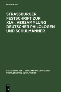 Strassburger Festschrift zur XLVI. Versammlung deutscher Philologen und Schulmänner_cover