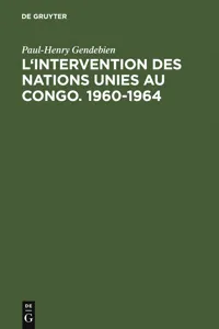 L'intervention des Nations Unies au Congo. 1960-1964_cover