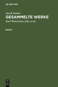 Jacob Steiner: Gesammelte Werke. Band 1_cover