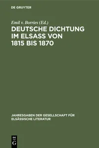 Deutsche Dichtung im Elsaß von 1815 bis 1870_cover