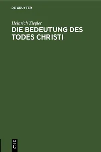 Die Bedeutung des Todes Christi_cover