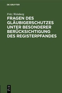 Fragen des Gläubigerschutzes unter besonderer Berücksichtigung des Registerpfandes_cover