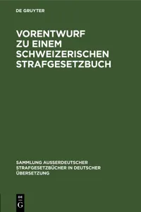 Vorentwurf zu einem Schweizerischen Strafgesetzbuch_cover